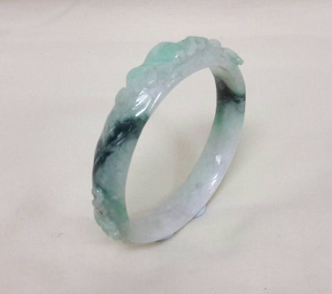 Jadeite dark green carve bangle
