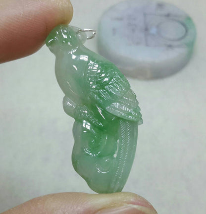 Green jadeite parrot pendant