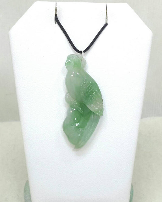 Green jadeite parrot pendant