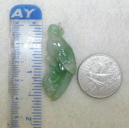 Green jadeite parrot pendant