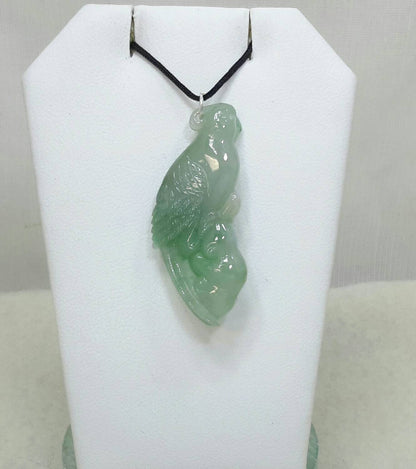 Green jadeite parrot pendant