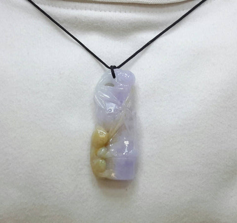 Lavender jade cat pendant