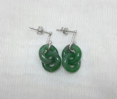 Jadeite earrings, dangling jade earrings, green jade earrings, gold jade earrings