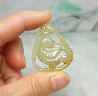 Red jade duck pendant