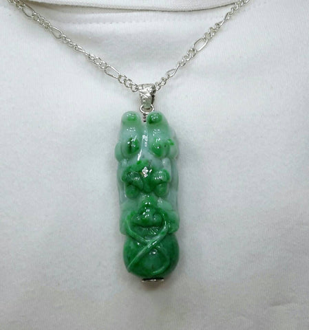 Jade dragon head sterling silver pendant