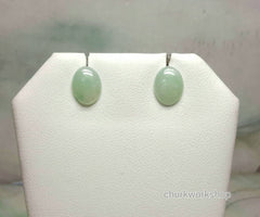 Light green color jade earrings sterling silver