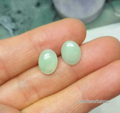 Light green color jade earrings sterling silver