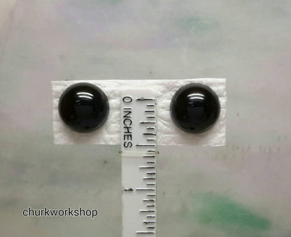 Jade earrings natural black color ear stud