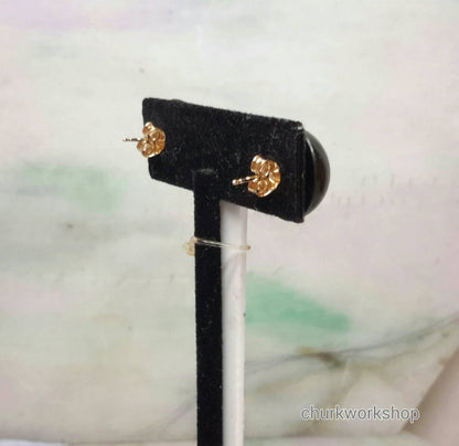 Jade earrings natural black color ear stud