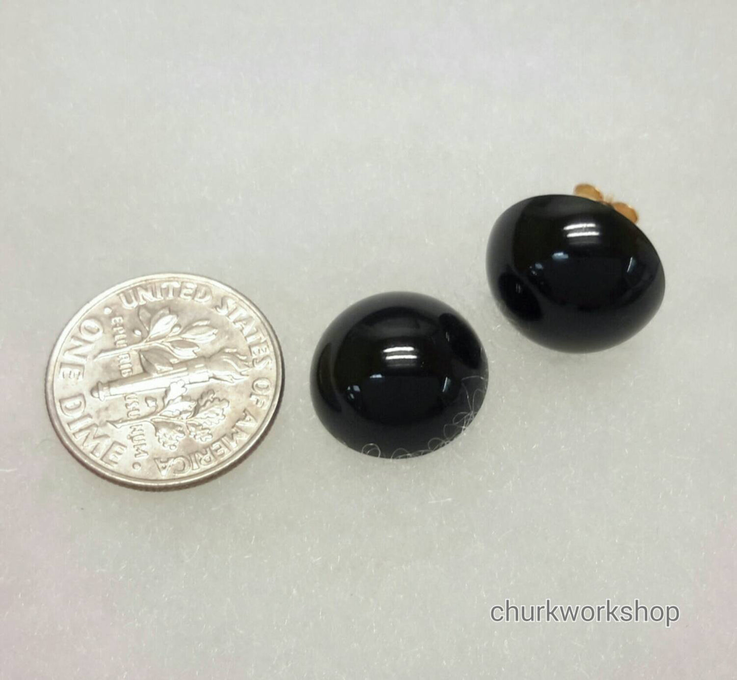 Jade earrings natural black color ear stud
