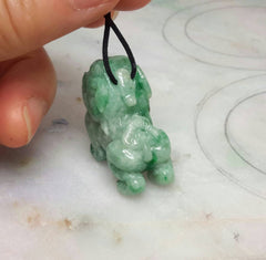 Jade pendant, green jade pendant, foo dog, dragon pendant.