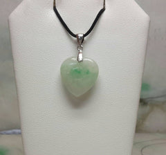 Natural color small green jade heart pendant