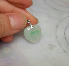 Natural color small green jade heart pendant